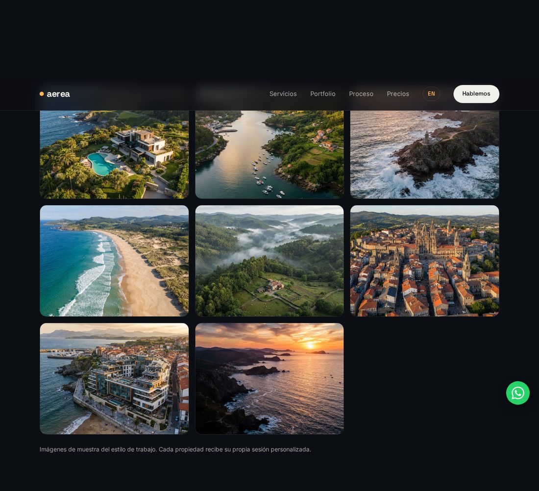 Aerial photo gallery grid with lightbox
