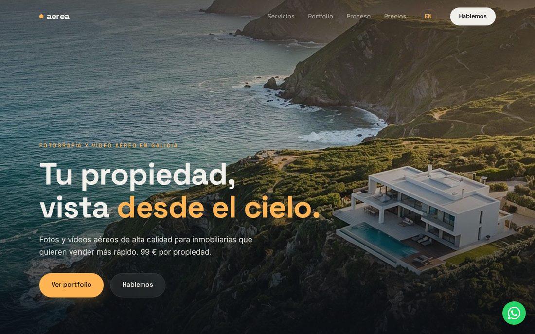 aereagalicia.com cinematic drone photo hero over the Galician coast
